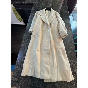 Portrait USA Cream Wool Blend Coat Peacoat Sz L. Trench Business Casual Luxury